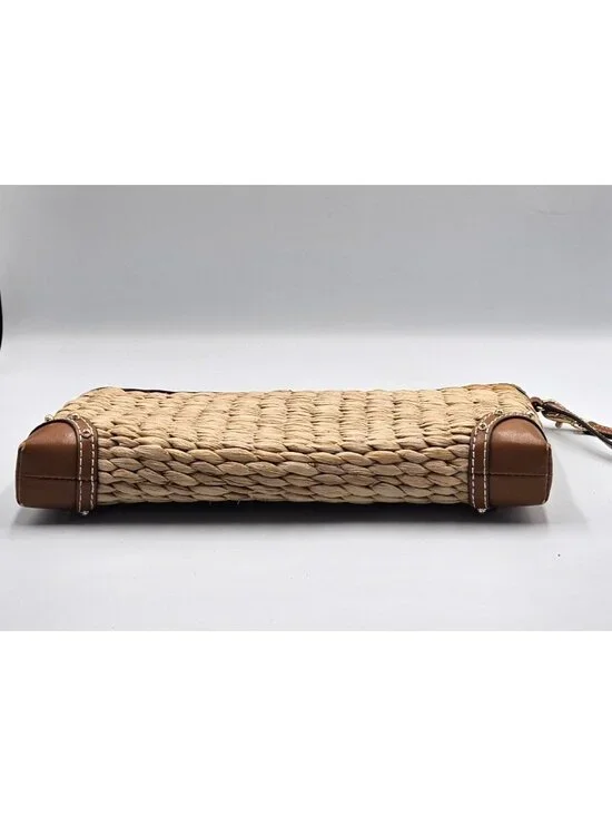 Michael Kors Women's Watermelon Raffia Malibu Straw XL Clutch Zip Wristlet 3304 - Picture 8 of 14